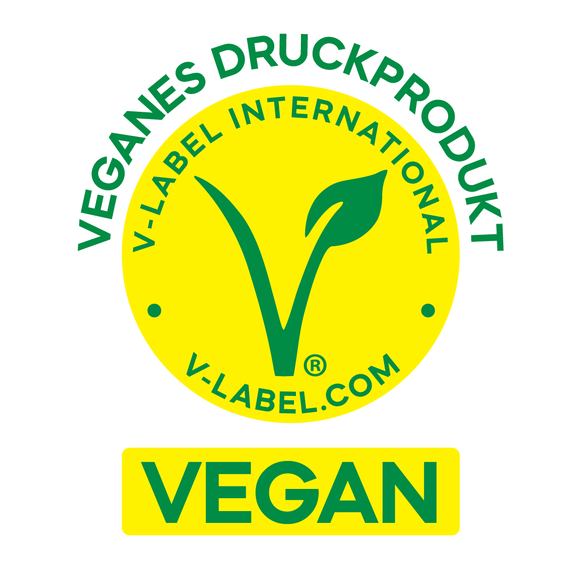 Label veganes Druckprodukt